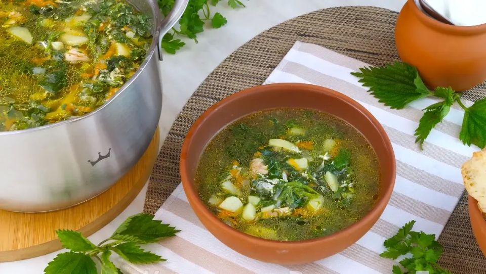 «Сорняки» со своего огорода не выкидываем — готовим вкусный суп: ароматные щи из крапивы
