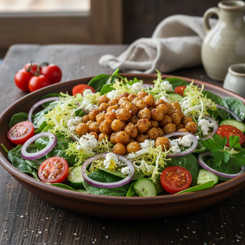 Хрустящий салат с нутом и фетой: идеальное блюдо для активного образа жизни