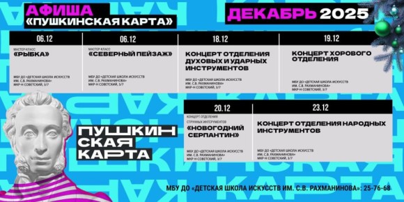 Мероприятия по Пушкинской карте в декабре