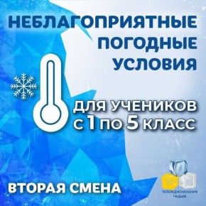 Осторожно, сильный мороз!. Неблагоприятные погодные условия для второй смены школьников с 1 по 5 класс -34 °C, ветер 5 м/с #ТРКНАДЫМ