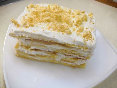 Легкий ПП тортик с бананами и творожным кремом