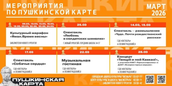 Мероприятия по Пушкинской карте в марте