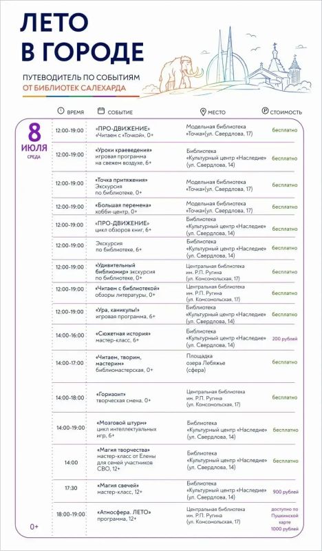 Планируйте неделю: с 6 по 12 июля вас ждут спортивные активности, творческие мастерские, экскурсии, игры Планируйте неделю: с 6 по 12 июля вас ждут спортивные активности, творческие мастерские, экскурсии, игры