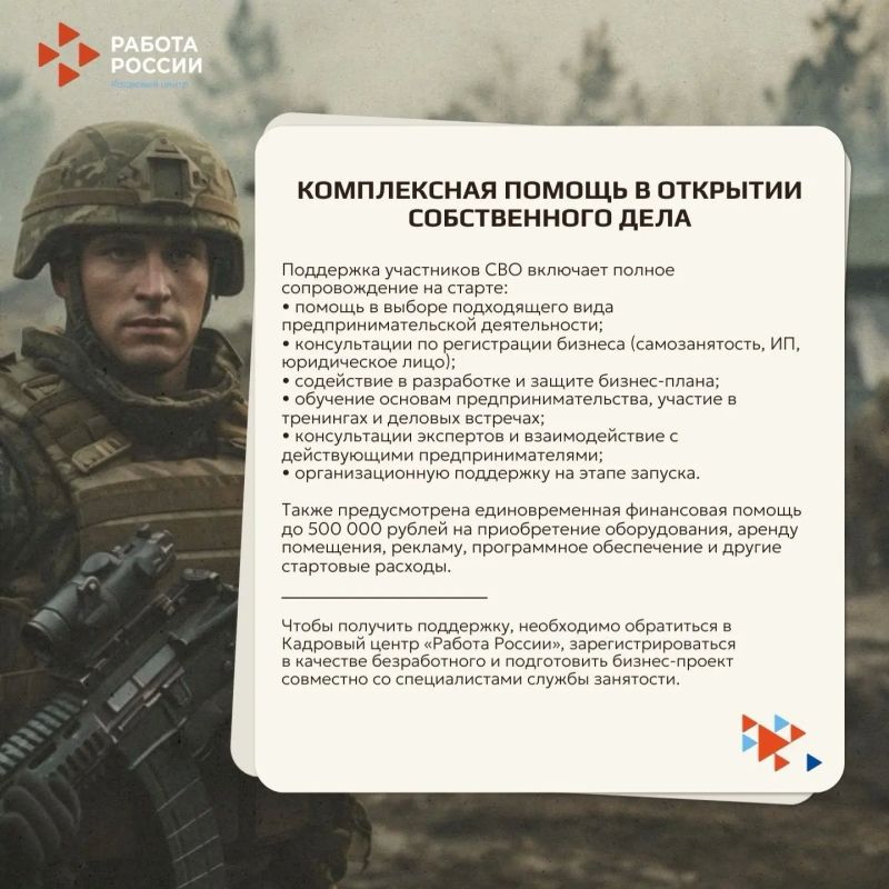 Информация о мерах поддержки в сфере трудоустройства для участников СВО