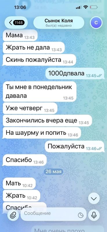 «Мать. Жрать. Спасибо» — переписка мамы с взрослым сыном, от которой волосы встают дыбом