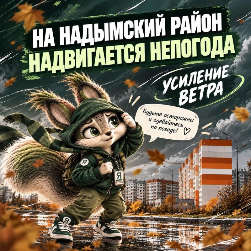 Надымчане, завтра планируется усиление ветра!